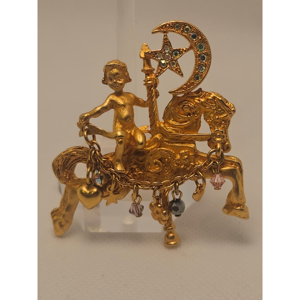 Rare Kirk's Folly carousel horse brooch